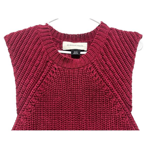 By Malene Birger Chunky Knit Linen Long Vest Womens Small Red Preppy Fisherman - Picture 11 of 16